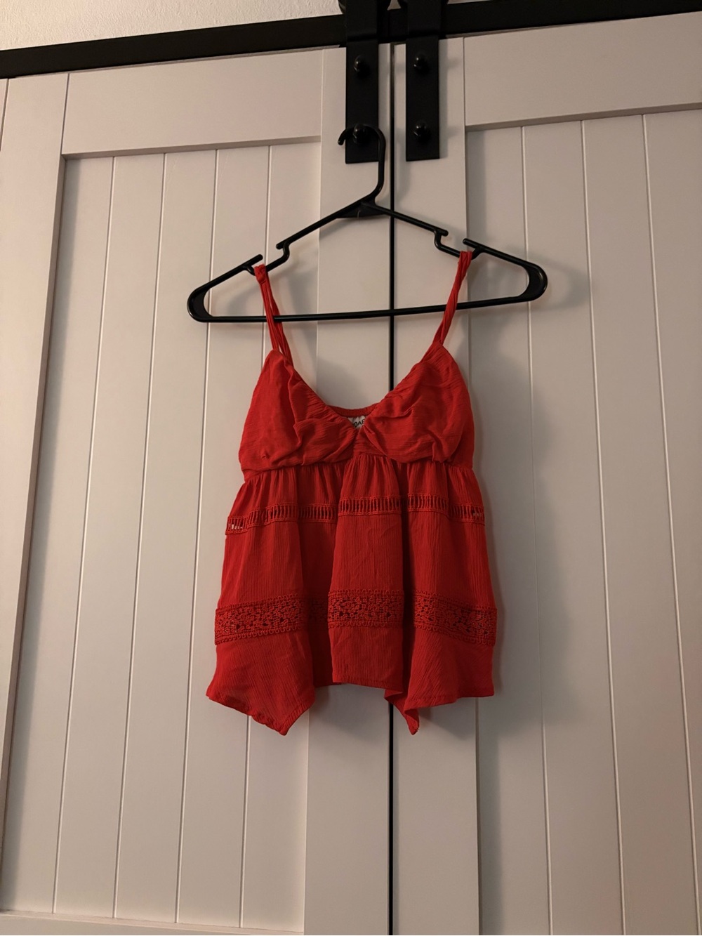 No Boundaries Red Lace-Trim Spaghetti Strap Camisole